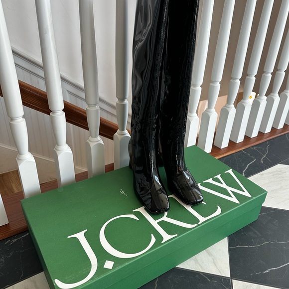 J. Crew Knee High, Round-toe Black Patent Leather Boots, Sz 8.5, NWT! - Picture 6 of 10